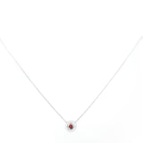 Ruby Color - Red Zircon Crystal Silver Necklace