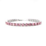 Rose Dawn - Pink Zircon Crystals Silver Tennis Bracelet