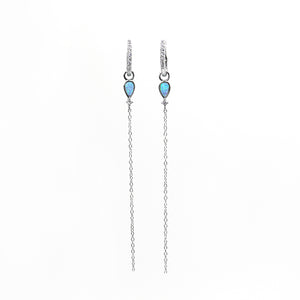 Lunar Luster - Opal Silver Drop Earrings