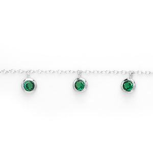 Evergreen - Green Zircon Crystals Silver Bracelet