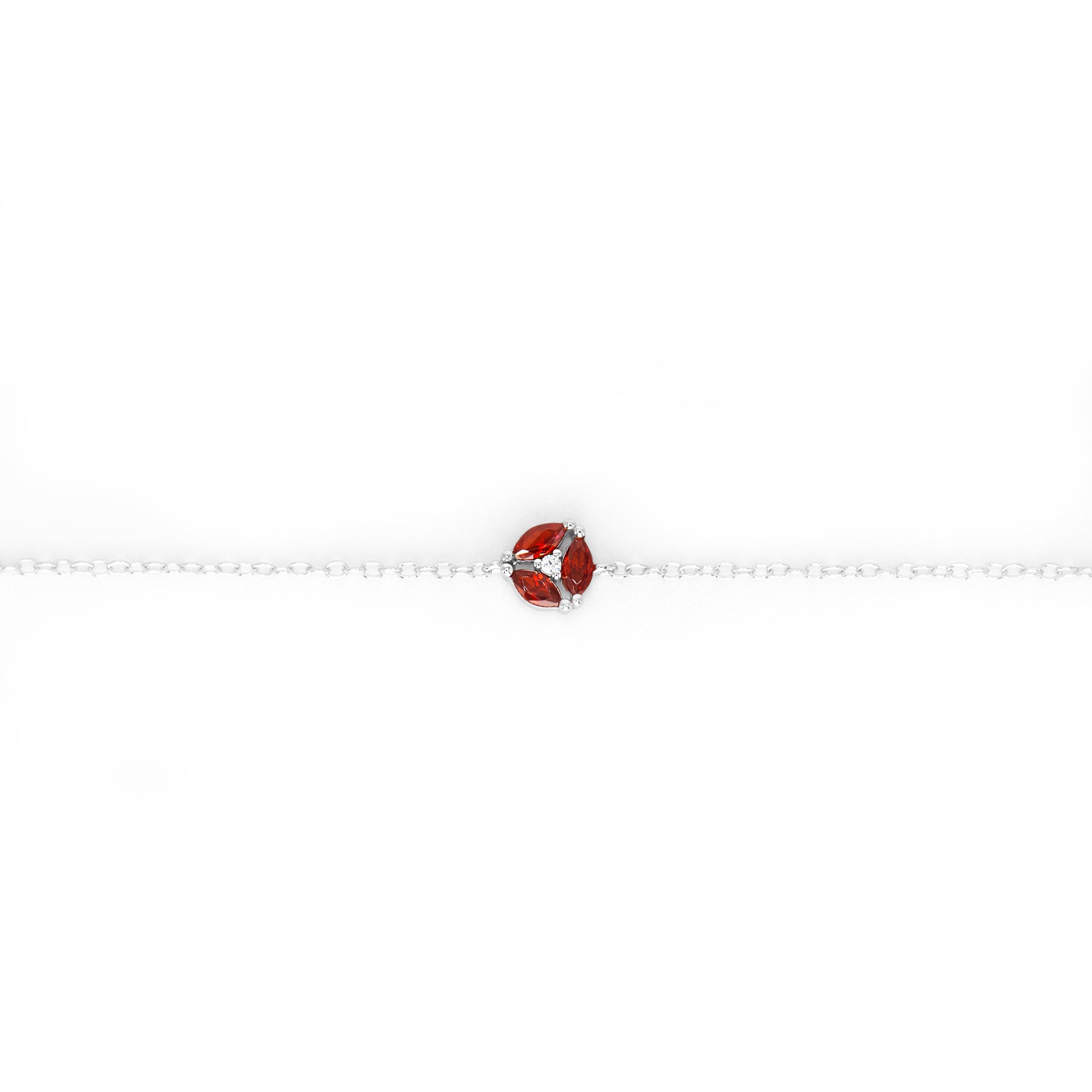 Scarlet Ember - Red Zircon Crystal Silver Bracelet