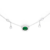 Verdant Harmony - Green Zircon Crystal Silver Necklace