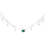 Verdant Harmony - Green Zircon Crystal Silver Necklace