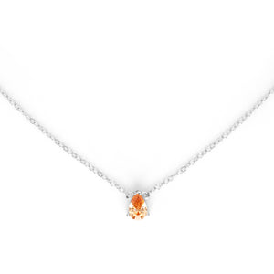 Golden Twilight - Pear Zircon Crystal Silver Necklace