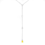 Sunny Dewdrop - Yellow Pear Zircon Crystal Silver Necklace