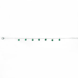 Evergreen - Green Zircon Crystals Silver Bracelet